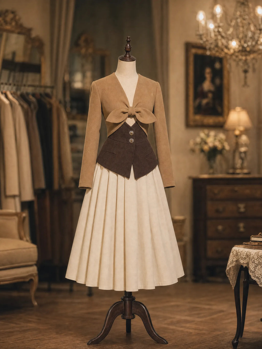 Vintage Hepburn Style Bow Front Cropped  Top