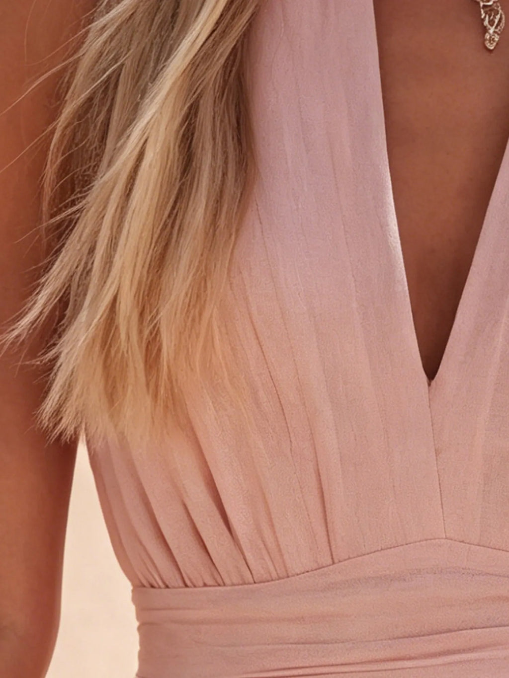 Day Dress — Pastel Mauve Side Button Gathered Linen Dress Maxi Dress