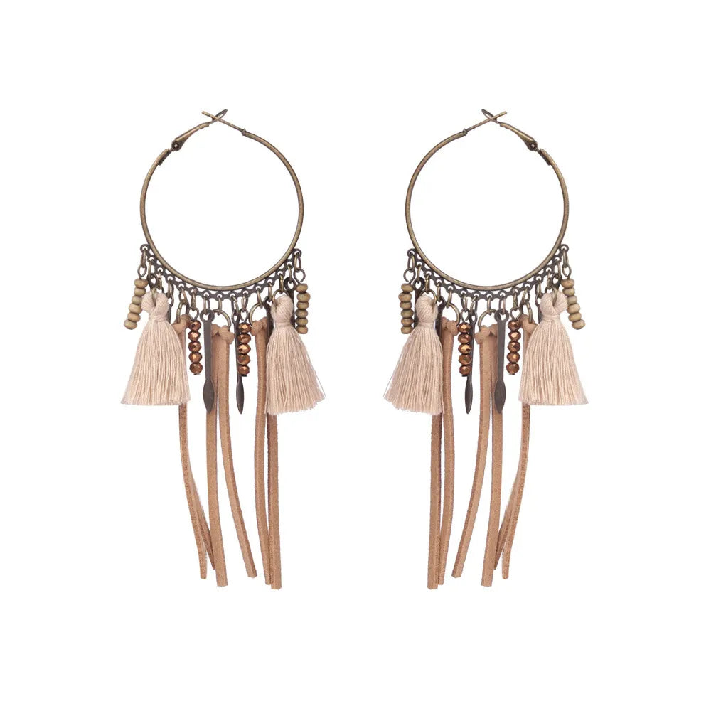 Women's Bohemian Shell Long Tassel Earrings