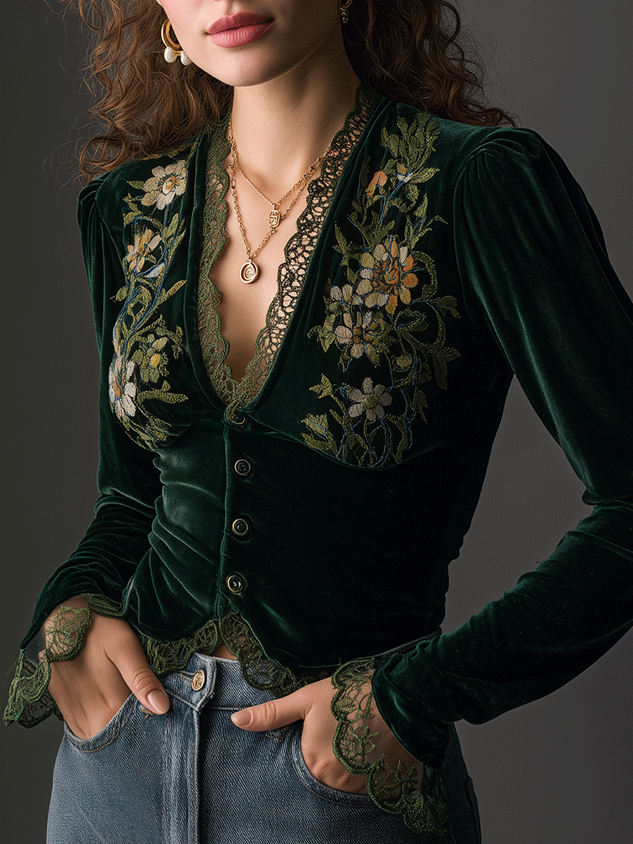 Chic Shirt in velvet, Designer Aesthetic