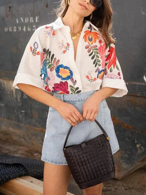 Carla Floral Print Short-Sleeved Shirt