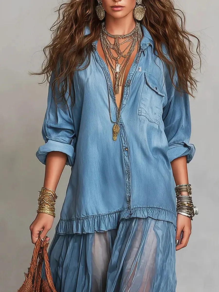 Maxi Dress with denim – Unbeatable Price