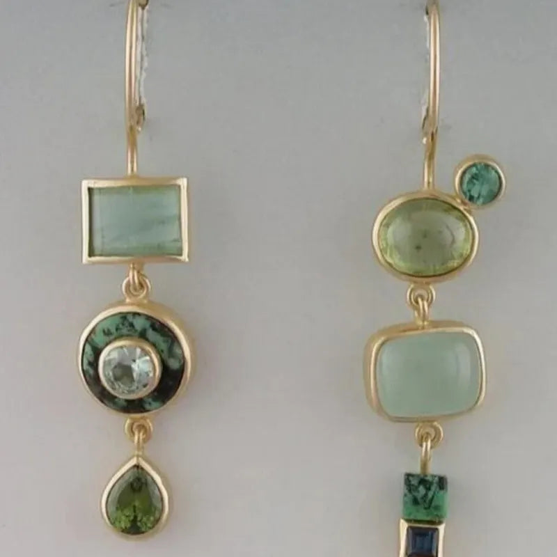 Green Stone Eye Earrings