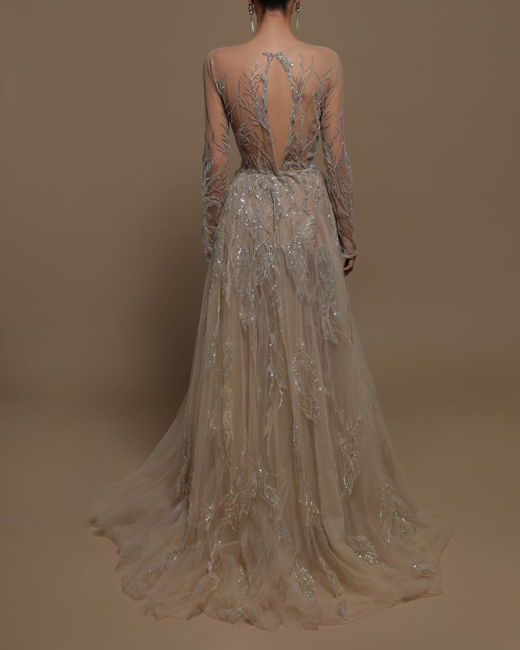 Gown Long Sleeve Sequined Dress
