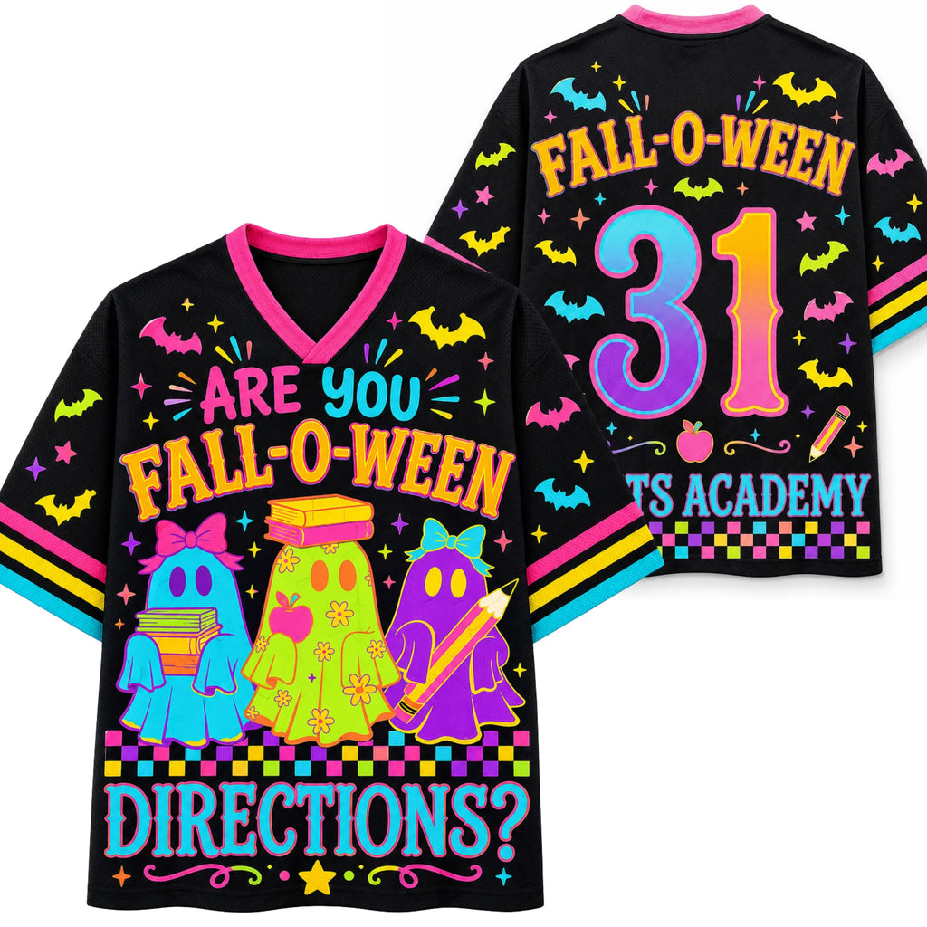 Chaotic Club Neon Fall-O-Ween Ghost School Halloween Mesh Jersey