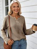Striped Waffle Knitted Top T-Shirt Women