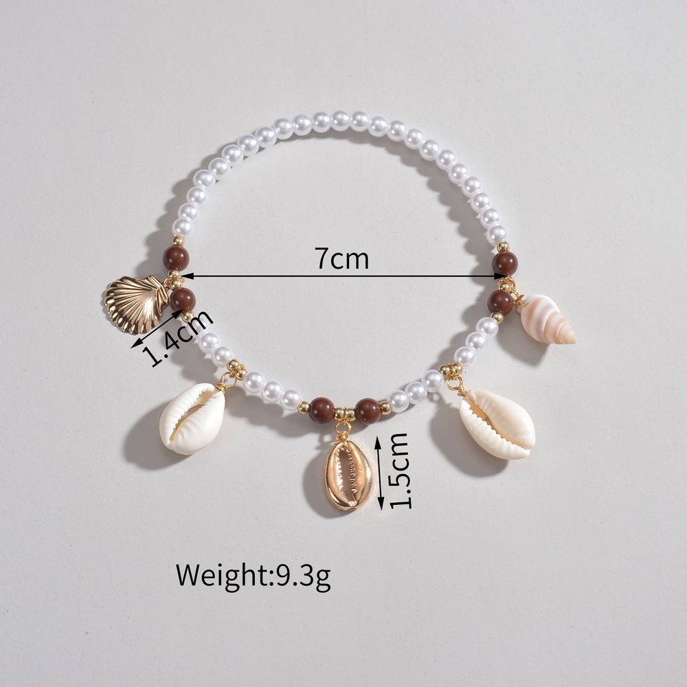 Bohemian Shell And Pearl Anklet