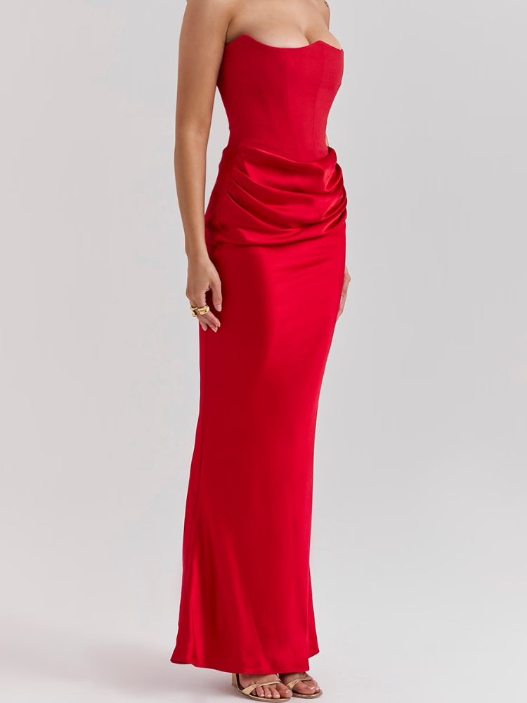 Scarlet Strapless Corset Maxi Dress