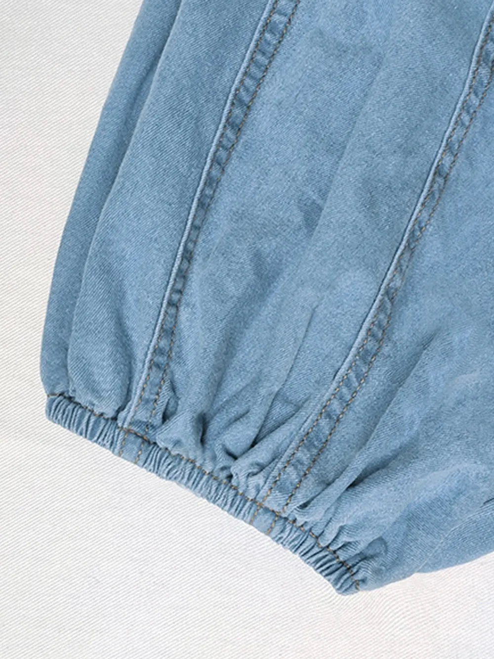 Loose Puff Sleeve Denim Short Shirt