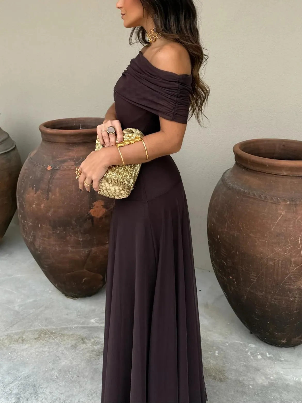 Toledo One Shoulder Mesh Maxi Dress