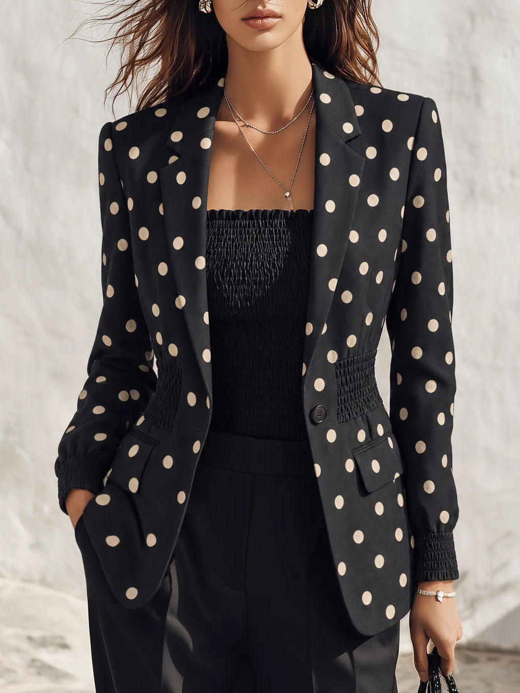Elegant Classic Polka Dot Blazer