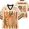 Chaotic Club Hello Fall Patchwork Pumpkin Spice Mesh Jersey