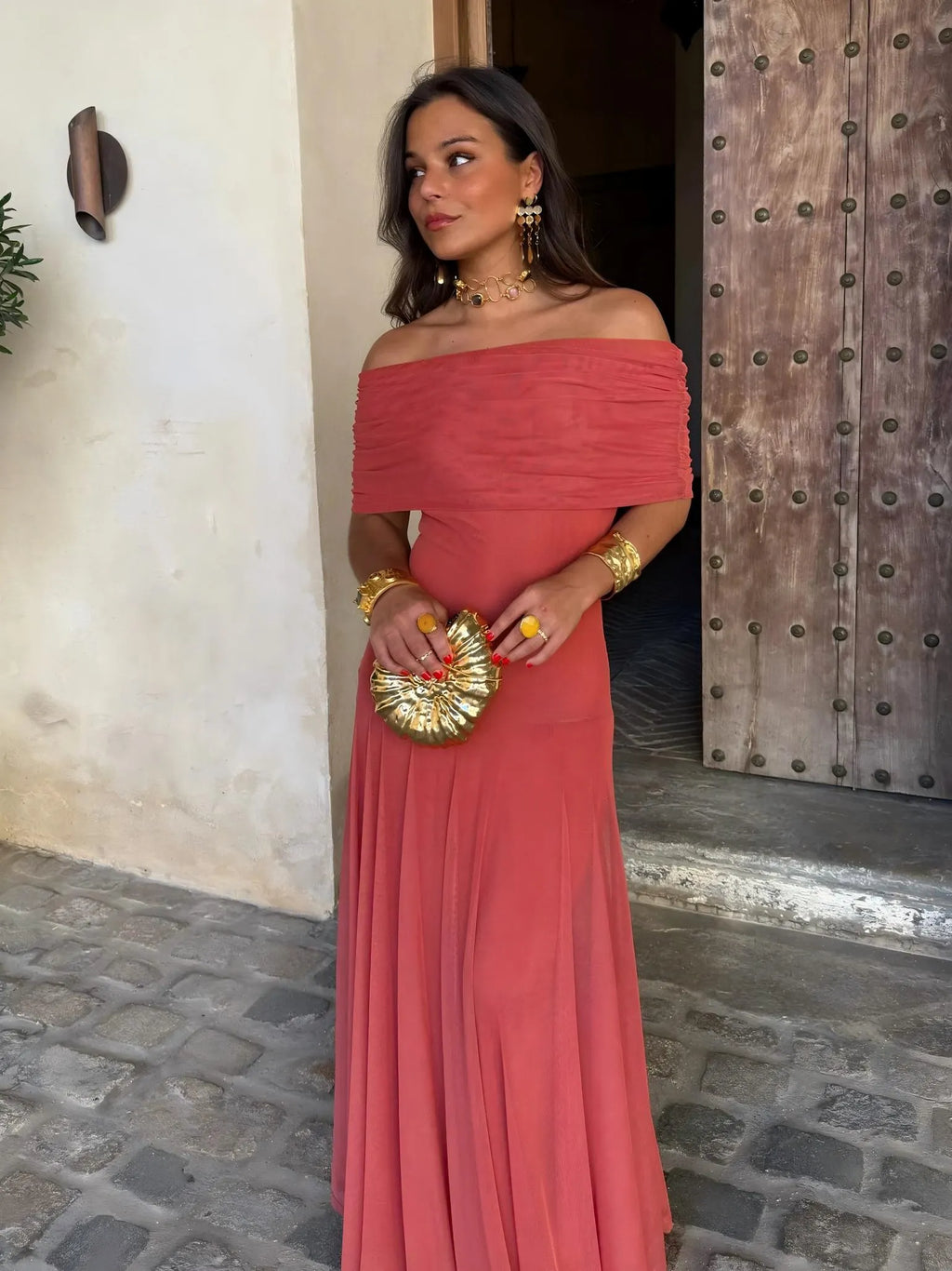Toledo One Shoulder Mesh Maxi Dress