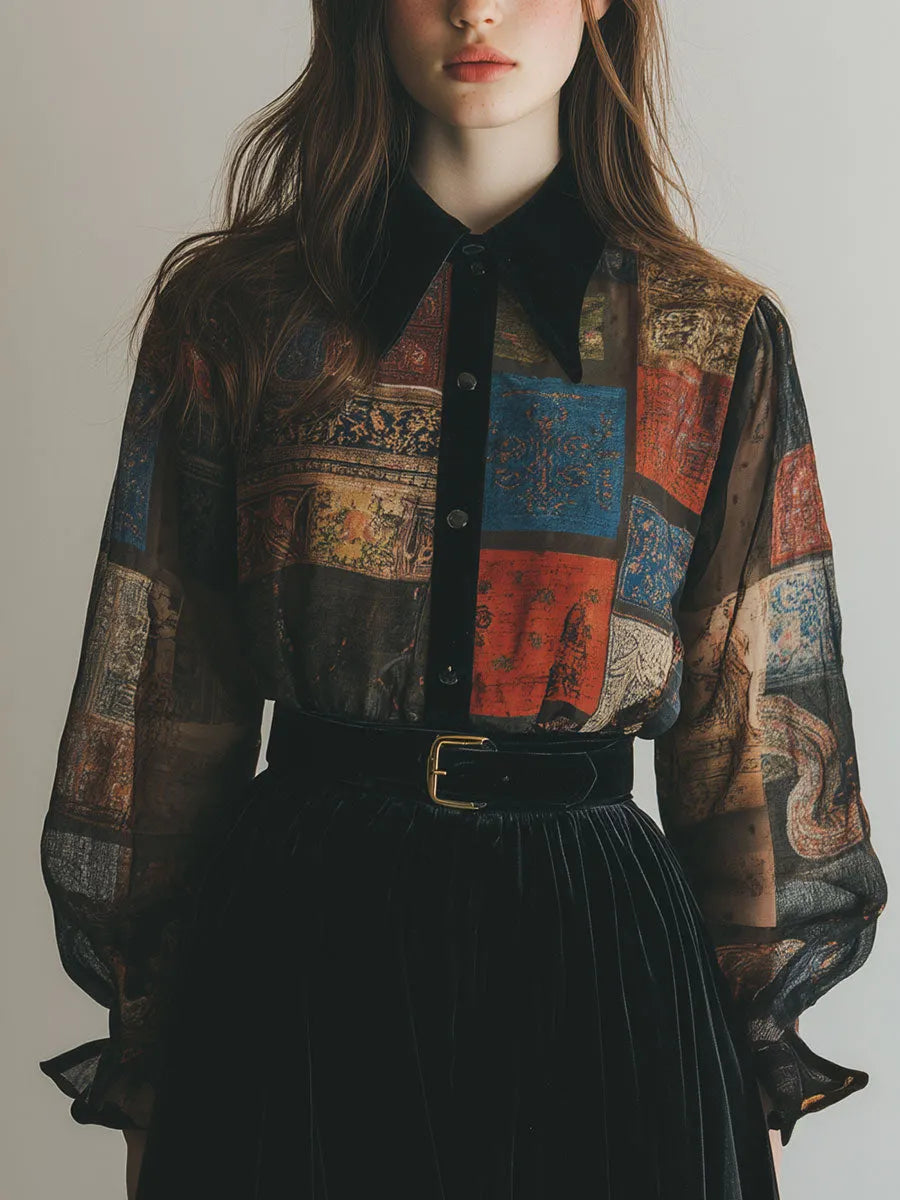 Retro Blouse in chiffon, Smart Price