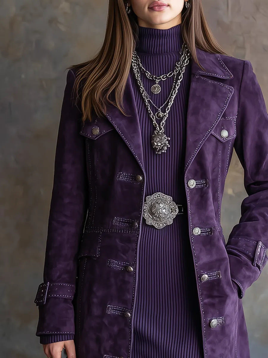 Vintage Coat in suede, Designer Aesthetic