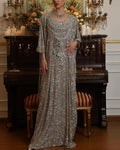 Luxe crystal-embellished sequined kaftan