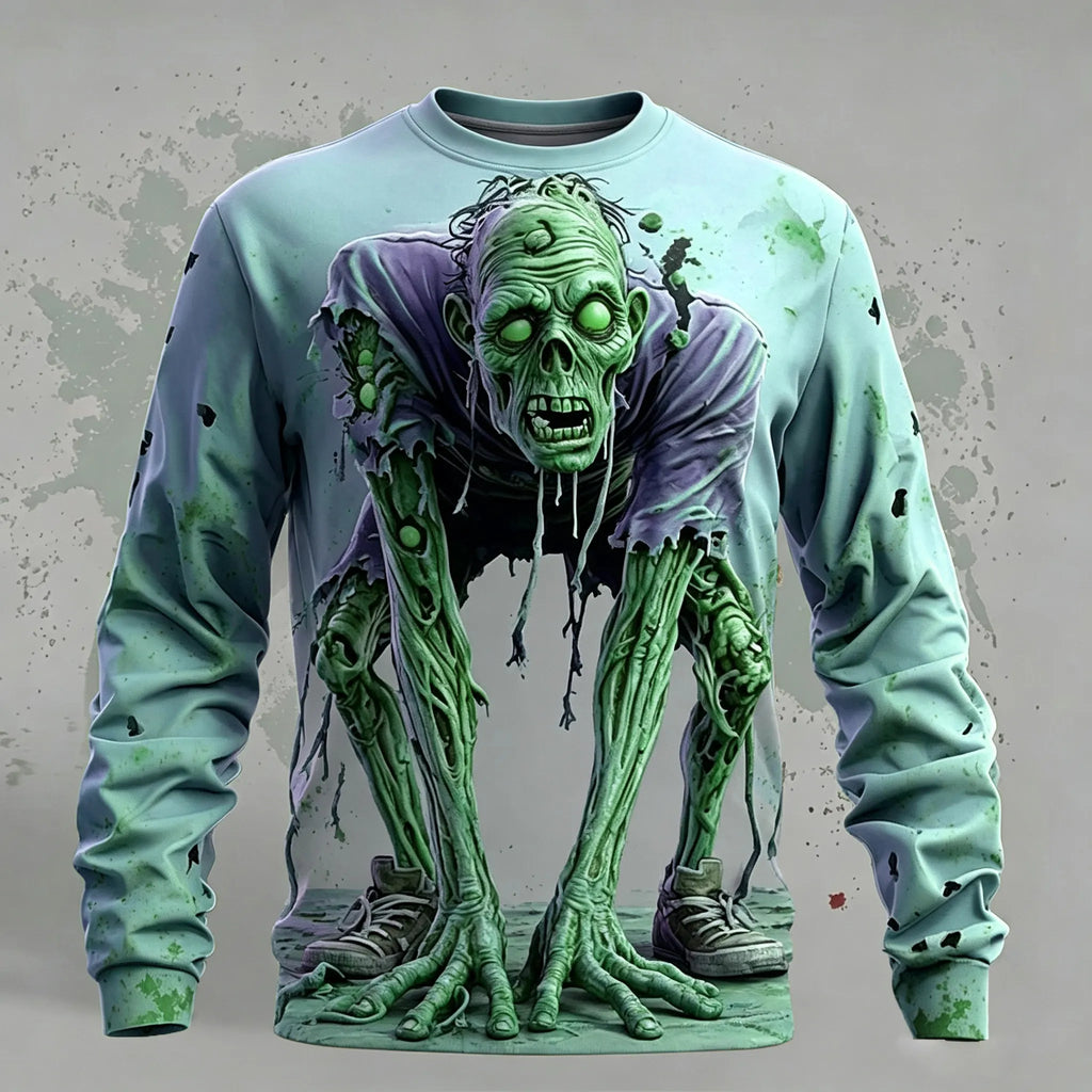 Men's Halloween Optical Illusion Zombies 3d Print Sweatshirt