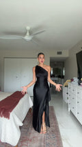 black-one-shoulder-satin-maxi-dress-open-back-draped-evening-gown