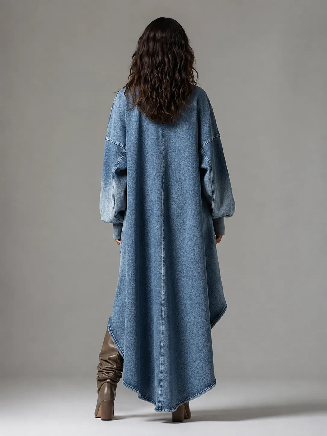 Oversized Denim High‐Low Dress