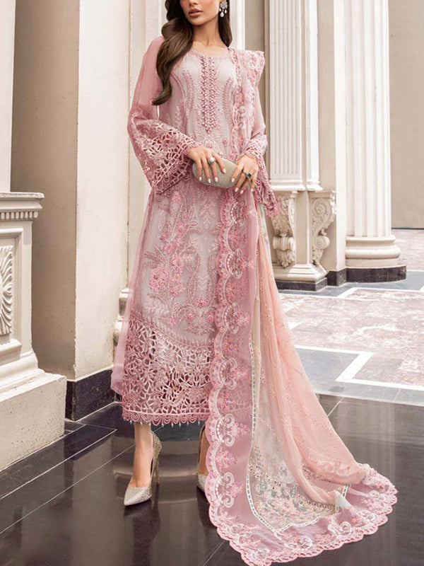 Round Neck Lace Print Midi Dress