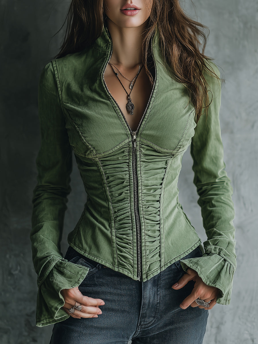 Vintage Blouse in denim, Designer Aesthetic