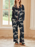 Blue Zebra Print Pajama Set