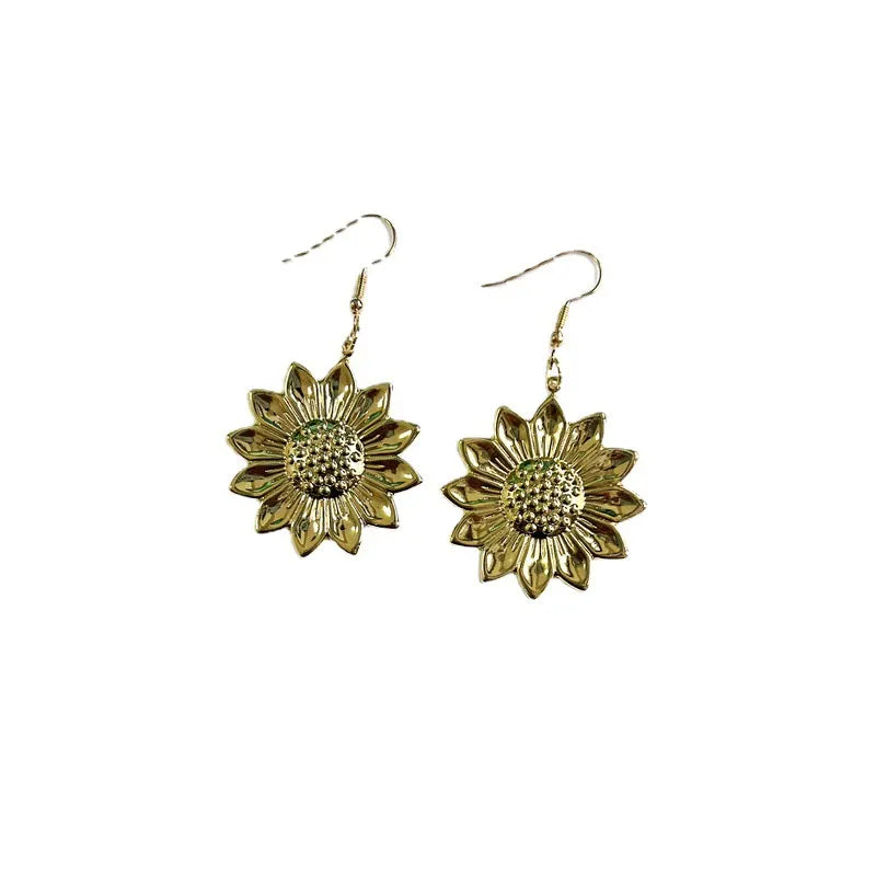 Retro Personality Large Sunflower Earrings