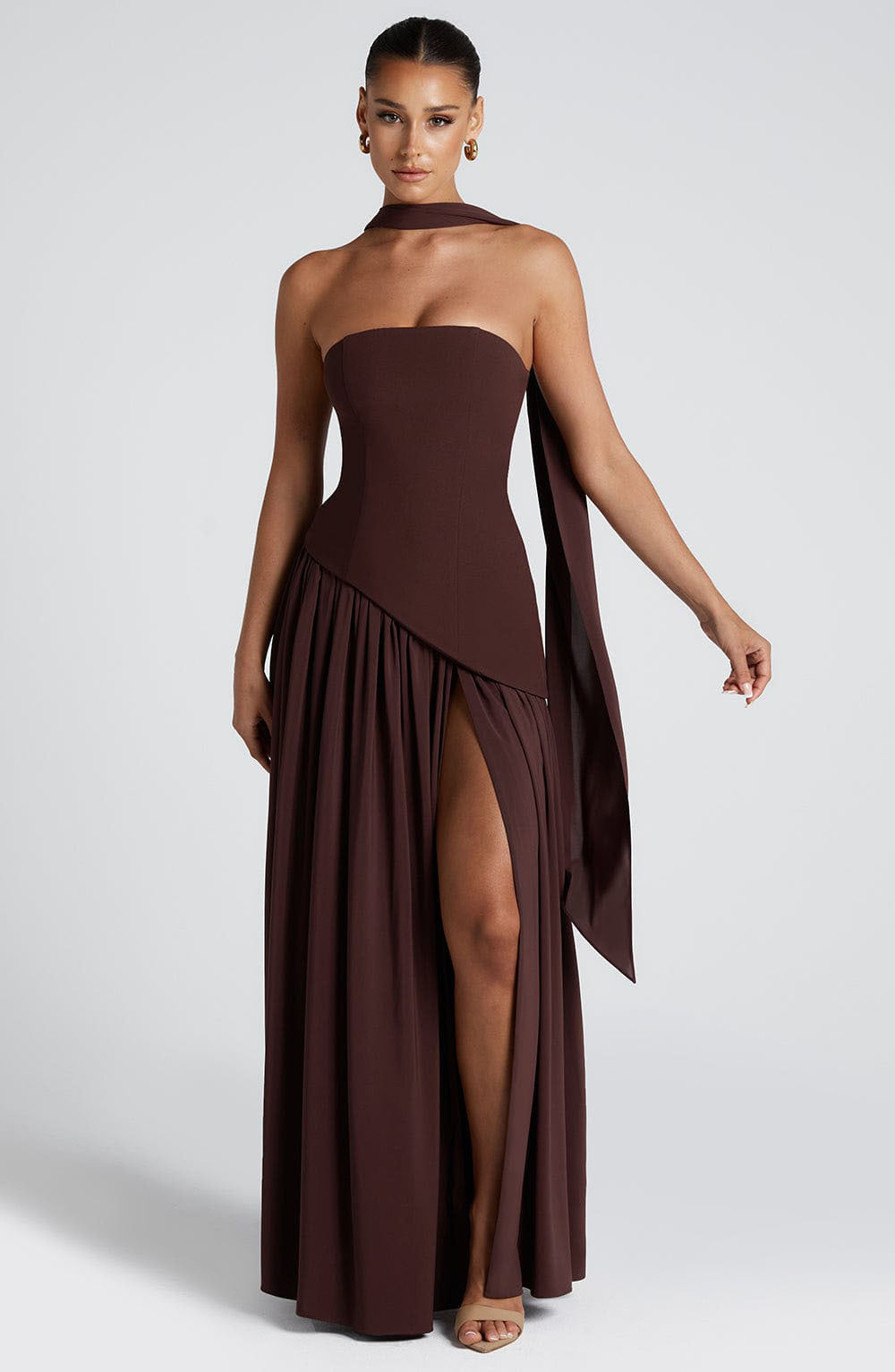 STRAPLESS SLIT DRESS