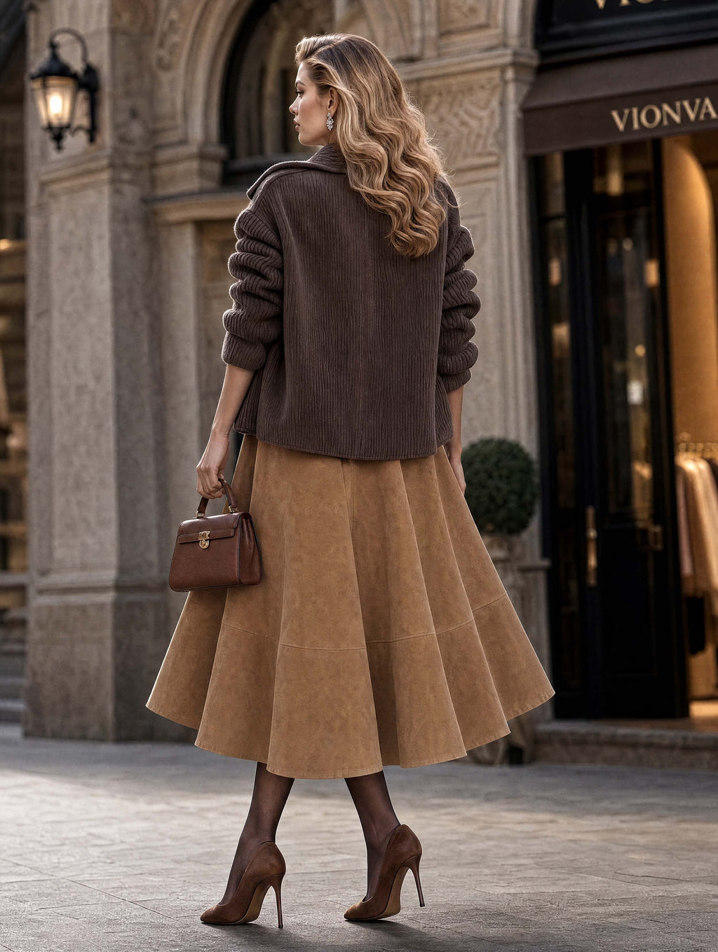 Vintage Wide Lapel Ribbed Knit Coat
