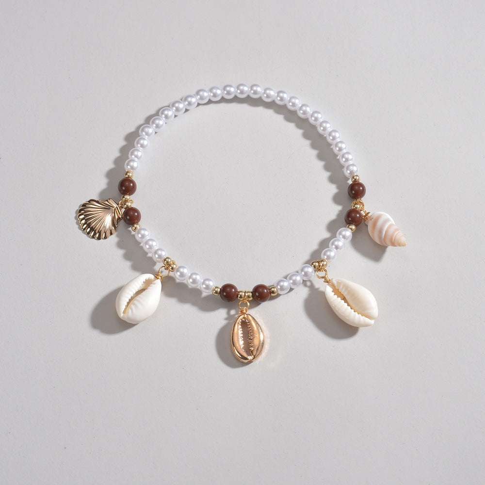 Bohemian Shell And Pearl Anklet