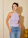 Lotus Leaf Rdge Halter Neck Top