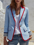 Retro Color-blocked Striped 3-pocket Blazer