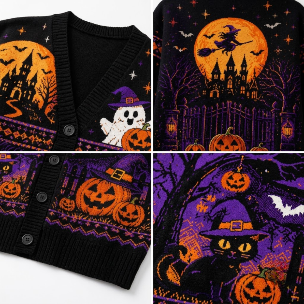 Chaotic Club Spooky Nights Vintage Halloween Cardigan