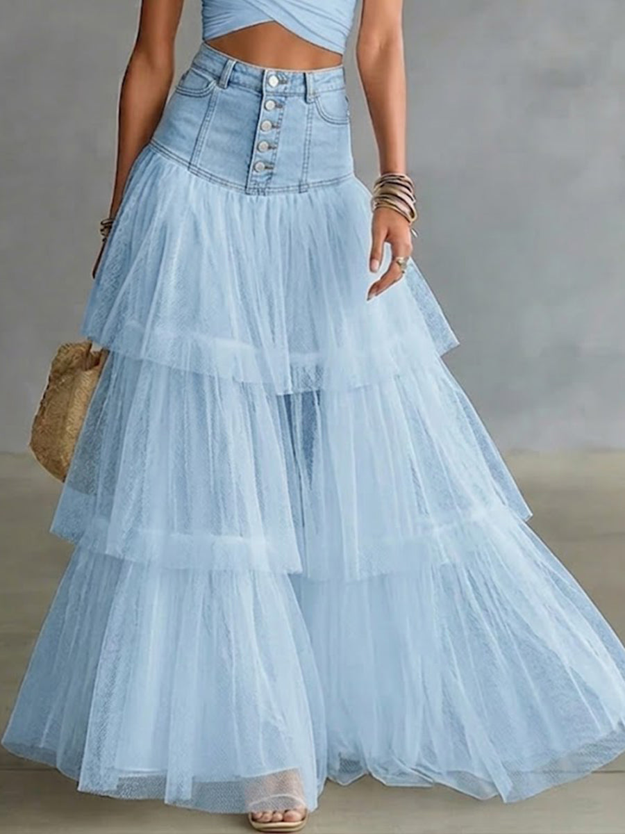 Chic Skirt in denim, Designer Aesthetic
