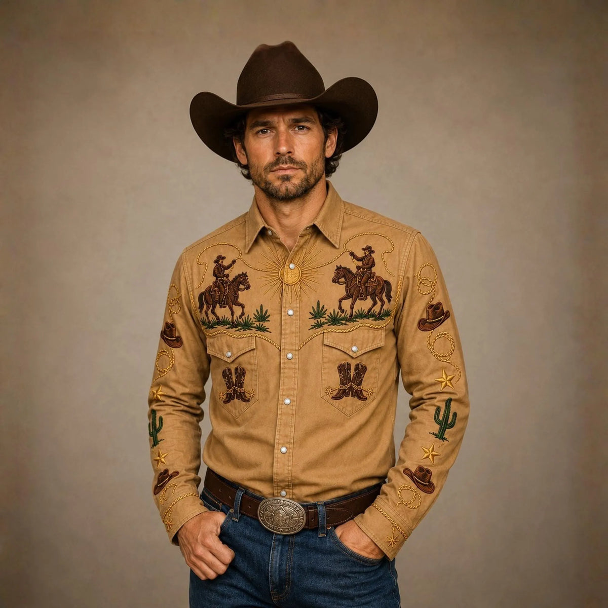 Men's Western-style Long-sleeve Shirt