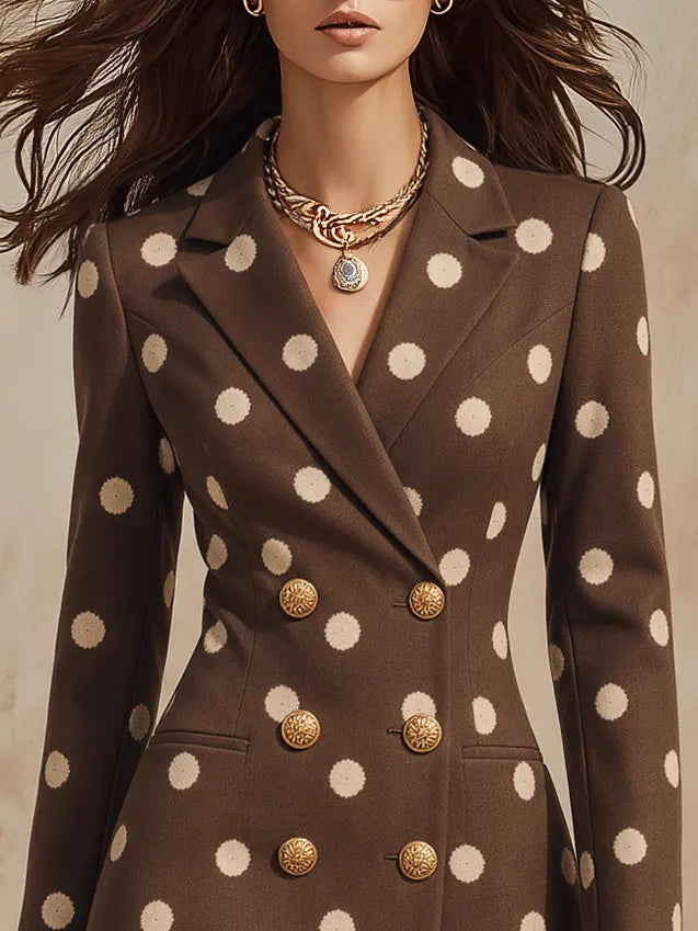 Retro Polka Dot Double-breasted Blazer Mini Dress