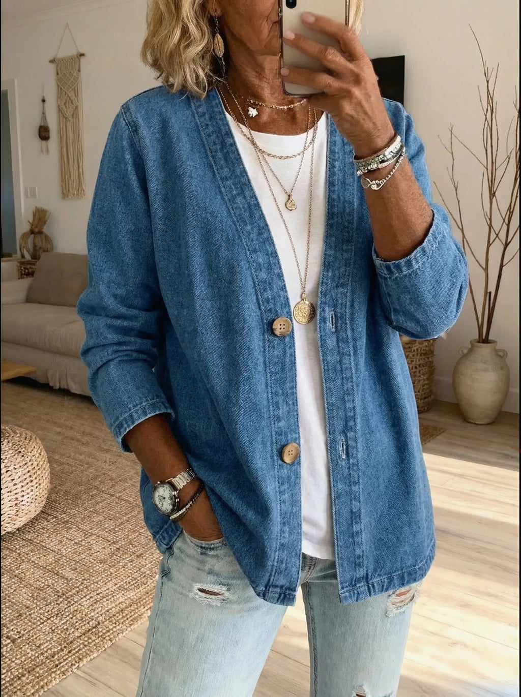 Denim Button Coat