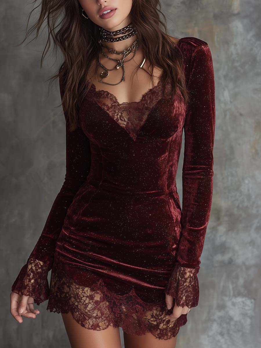 Chic Mini Dress in velvet, Unbeatable Price