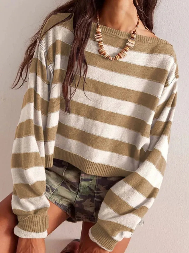 Striped Cropped Knit Top