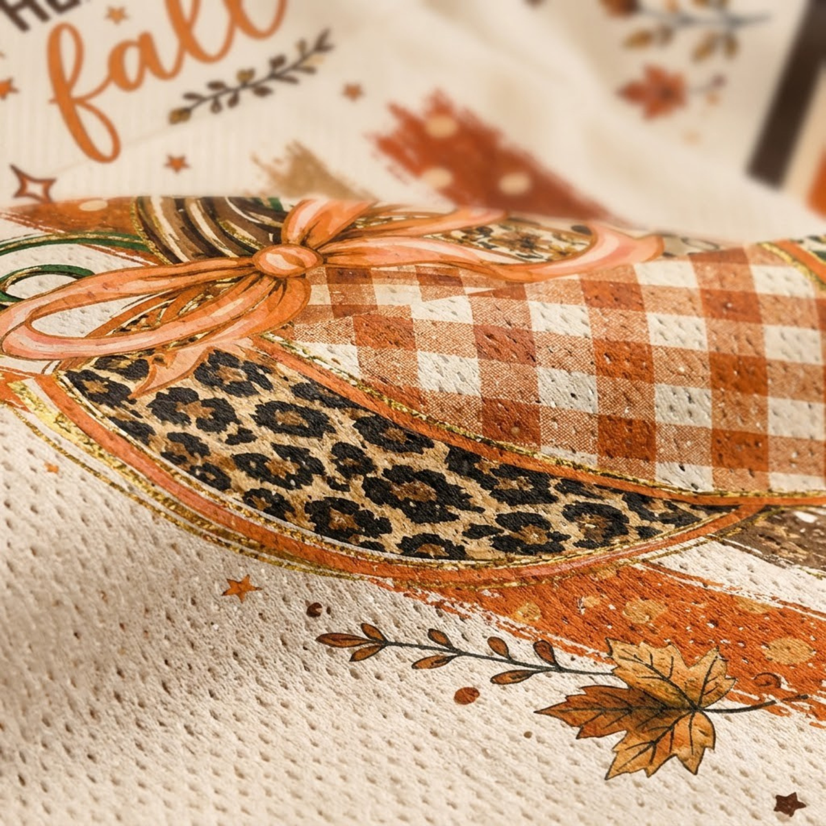 Chaotic Club Hello Fall Patchwork Pumpkin Spice Mesh Jersey