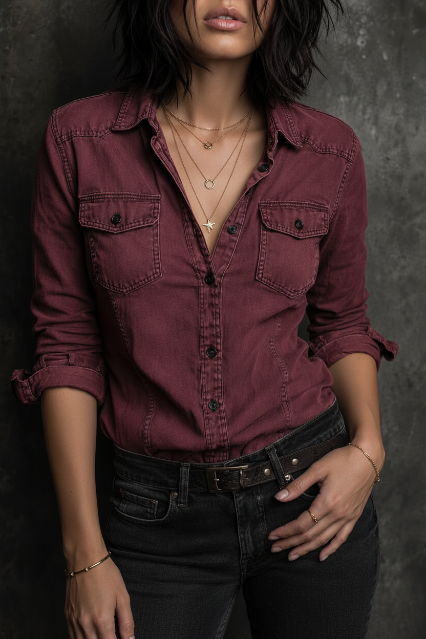 Retro Blouse in denim, Smart Price