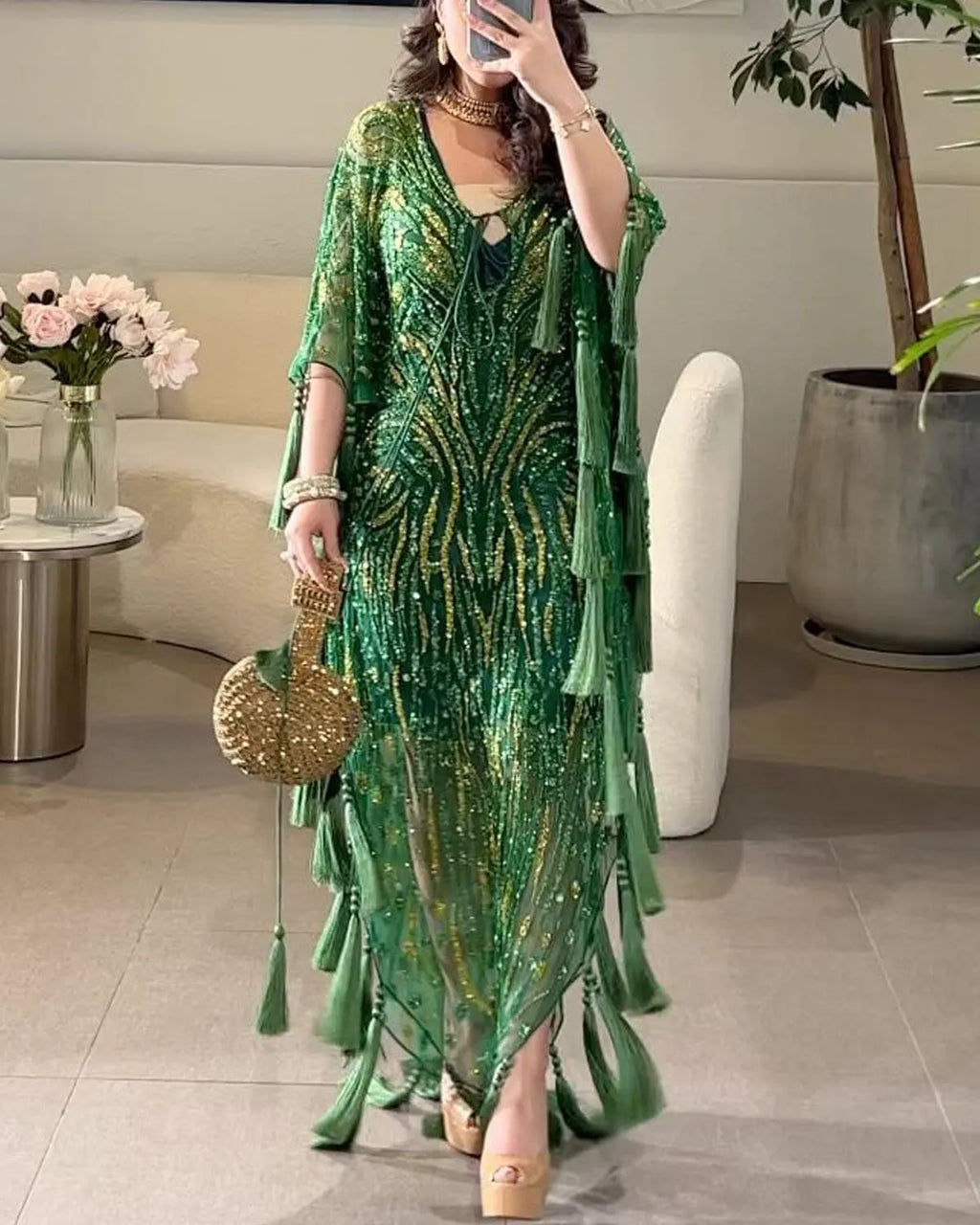 Elegant V Neck Fringe Dress