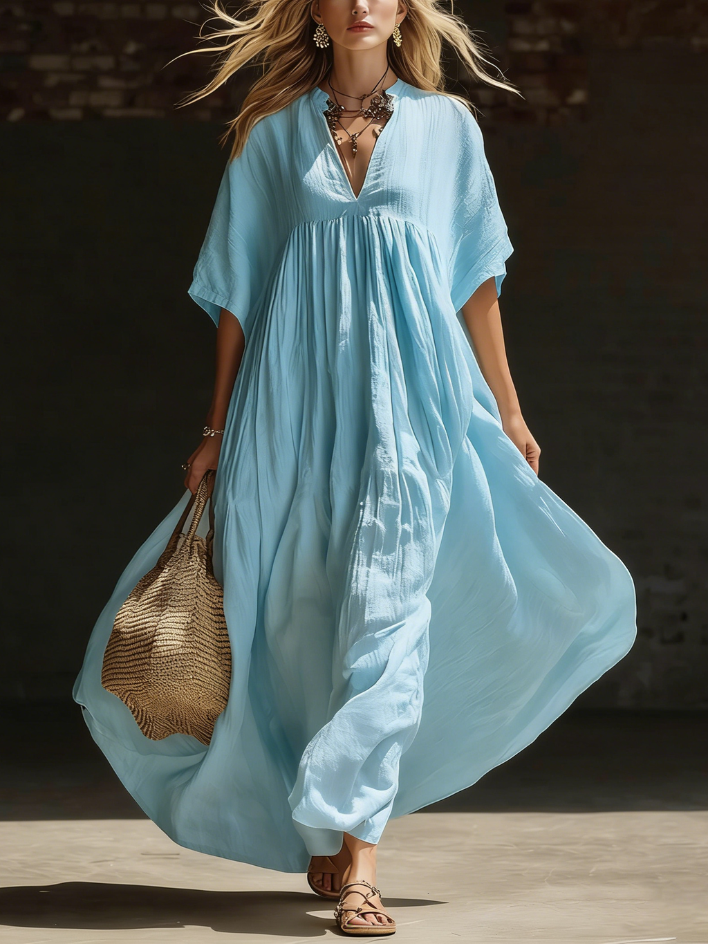 Chic Maxi Dress in linen, Designer Aesthetic