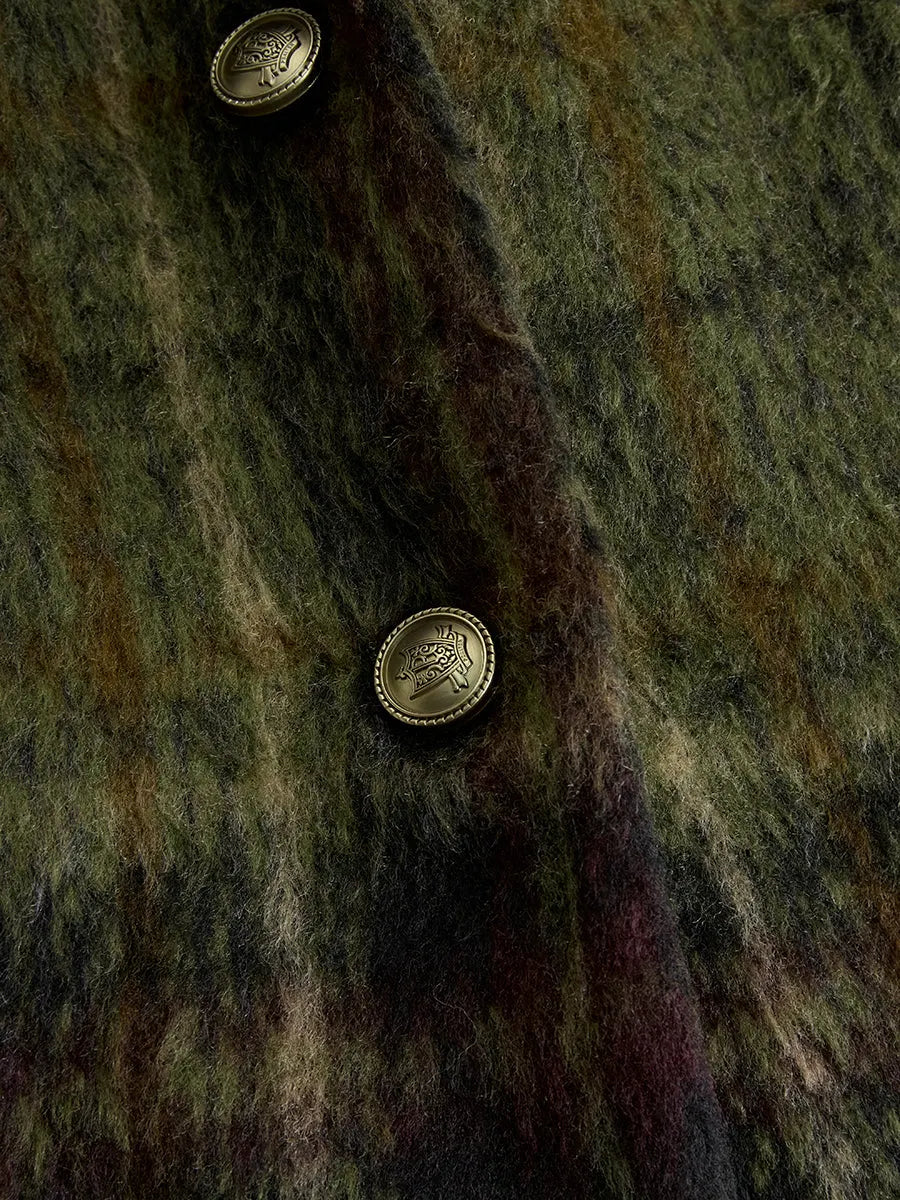 Retro Plaid Long Tweed Coat
