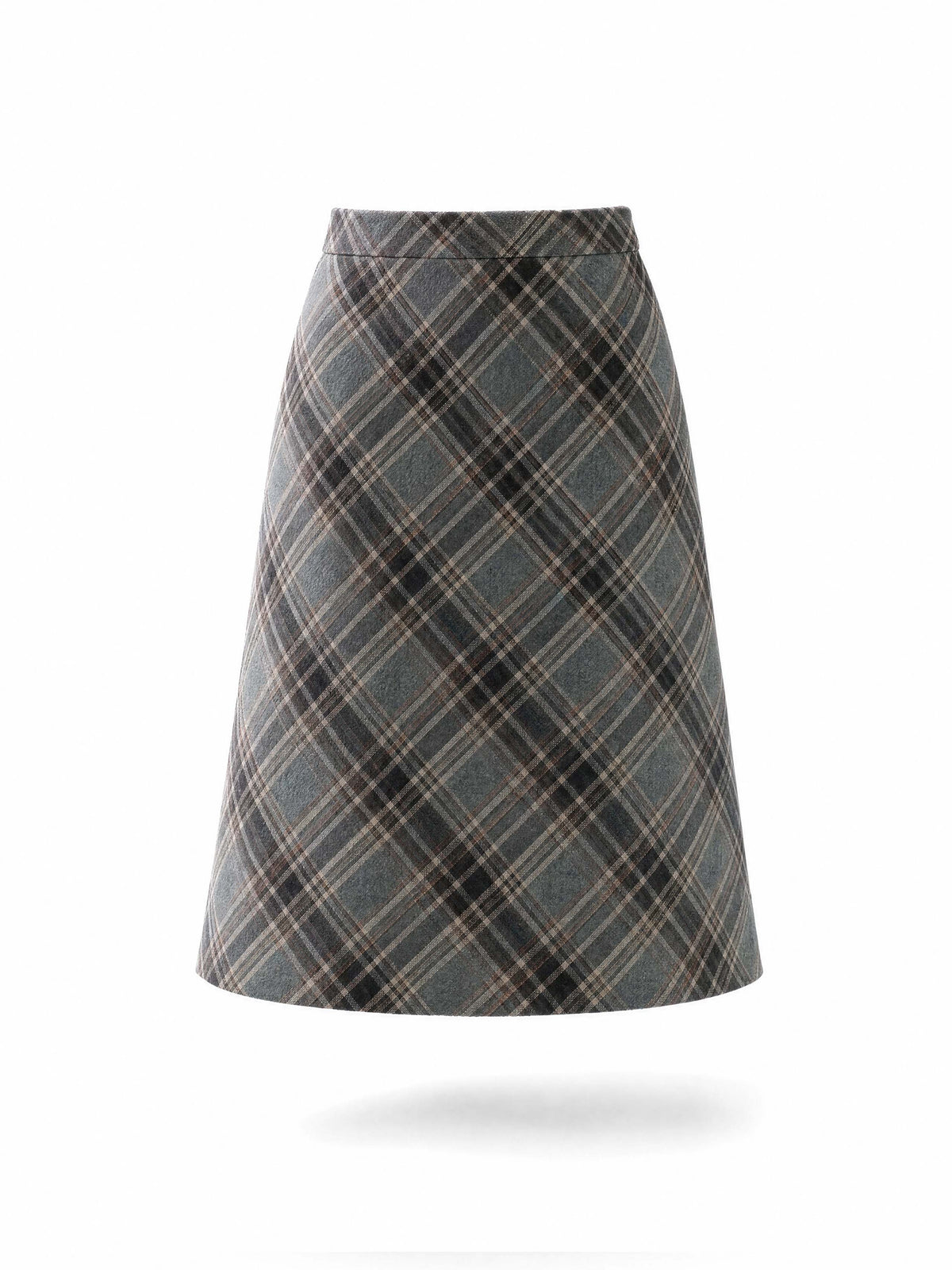 Vintage Plaid A‑Line Midi Skirt