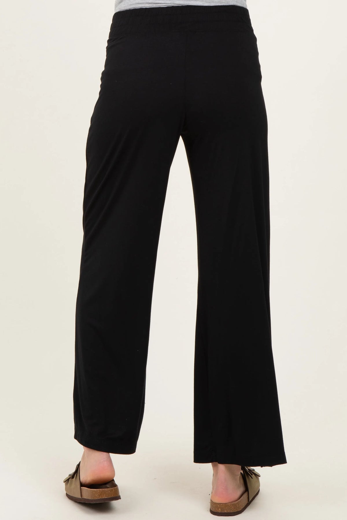 Black Ankle Wide Leg Maternity Pants