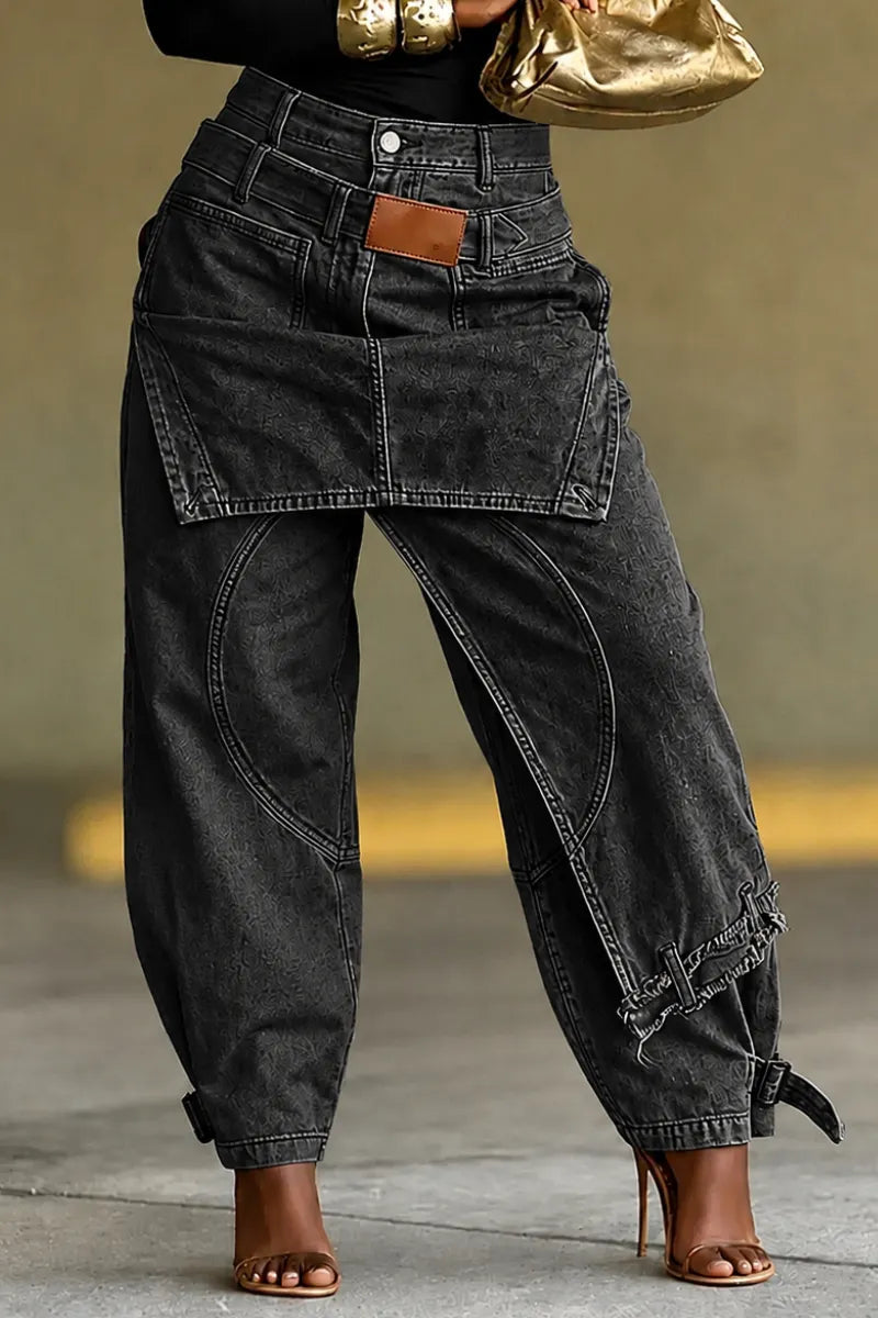 Olive Green Multi-Pocket Cargo Barrel Pants