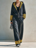 Women's Color-Block Striped Hooded Sweatshirt & Pants Set MDZ2773H7ZRK