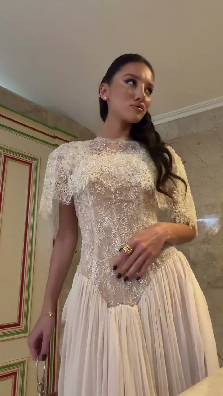 ivory-lace-peplum-midi-dress-short-sleeve-pleated-skirt-dress