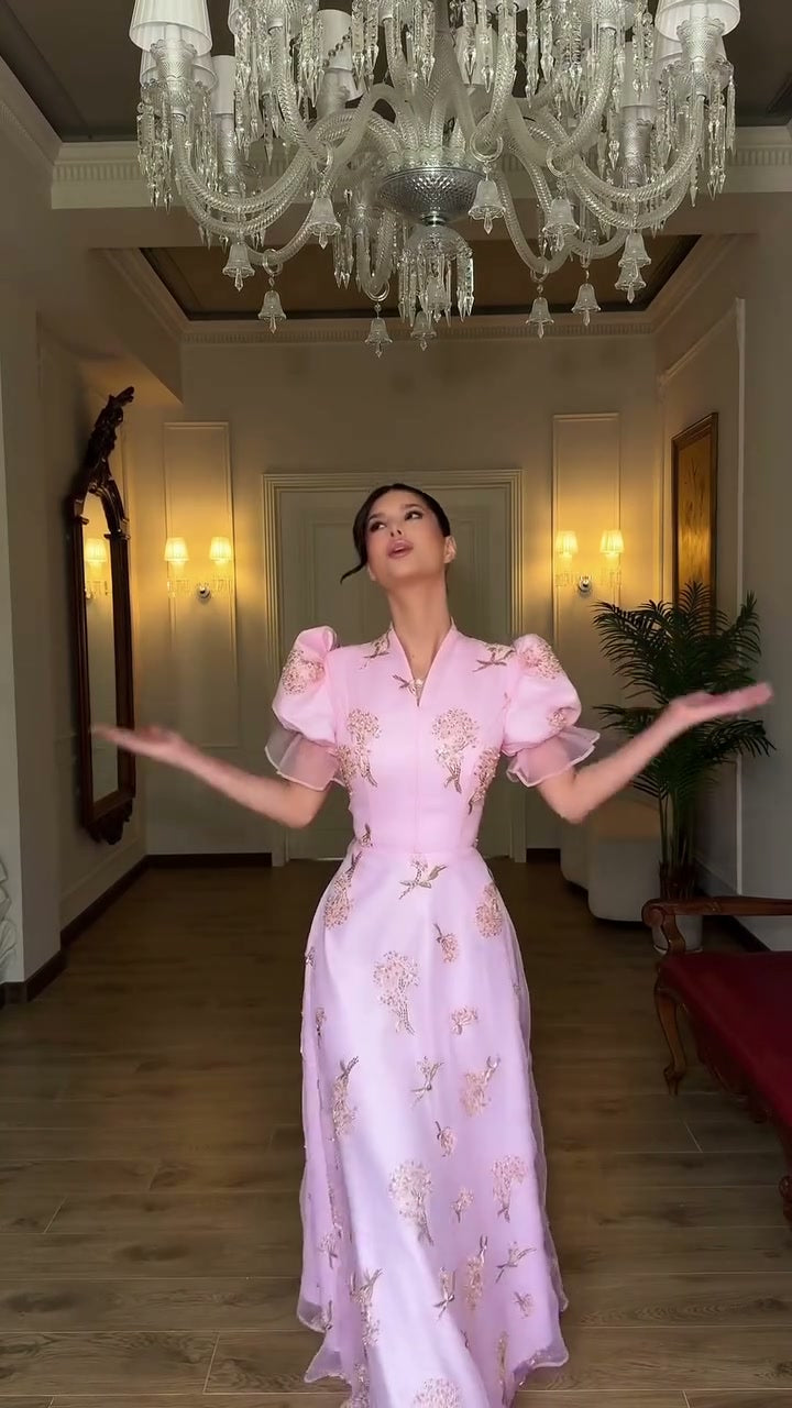 floral-print-puff-sleeve-gown-v-neck-wrap-maxi-dress